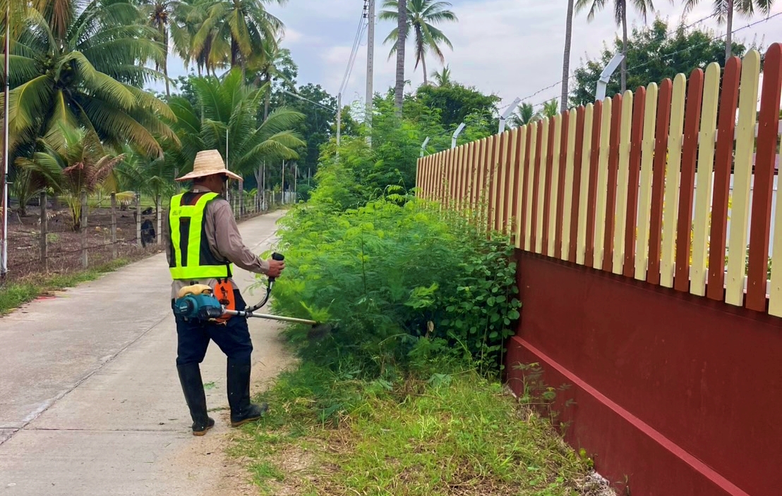 ปรับปรุงภูมิทัศน์ โดยการตัดหญ้าสองข้างทางซอยแสนสุข 1 แสนสุข 2 และซอยชาติแกม หมู่ที่ 2 บ้านหนองหิน