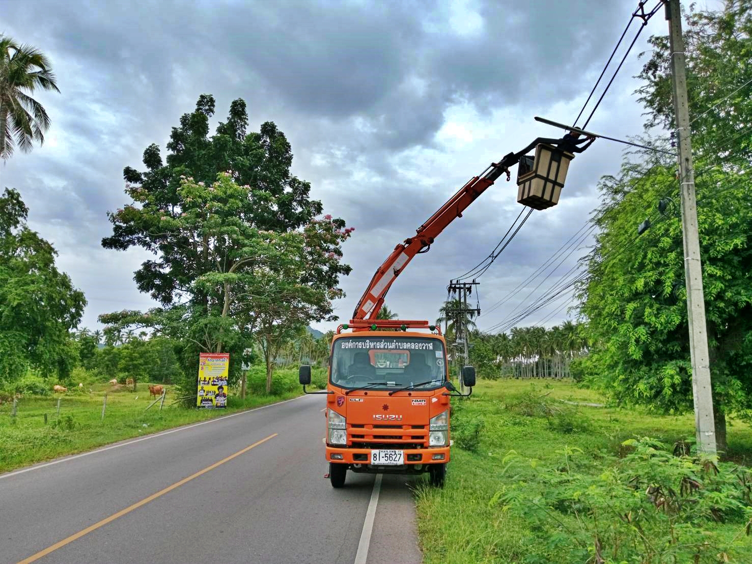 ซ่อมไฟฟ้าส่องสว่างสาธารณะที่ชำรุด ขัดข้อง ในเขตพื้นที่ หมู่ที่ 1 บ้านคลองวาฬ และหมู่ที่ 8 บ้านนาทอง ตำบลคลองวาฬ